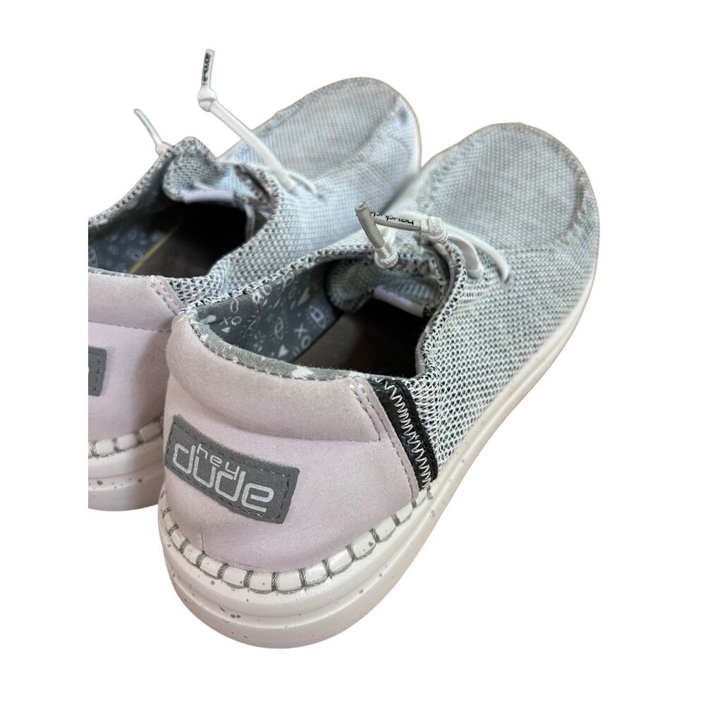 Hey Dude Wendy Rise Sox Stone White Platform Loafers Mens Size 9 Grey White
